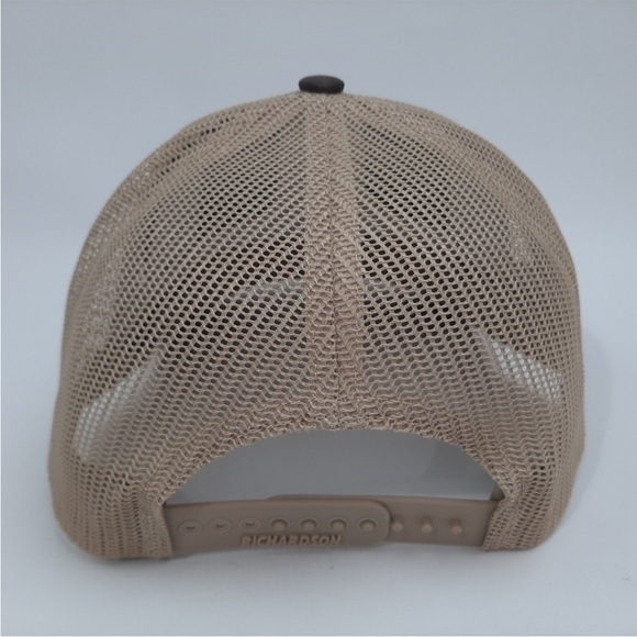 Richardson 112 Trucker Mesh Snapback Hat Cap Brown Embroidered - Picture 4 of 4